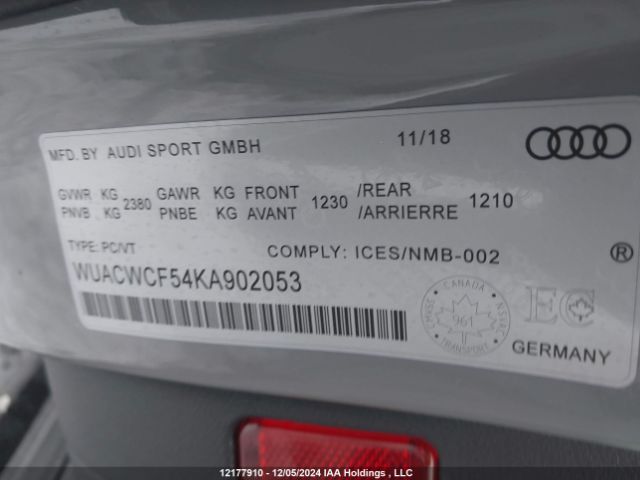 WUACWCF54KA902053 2019 AUDI