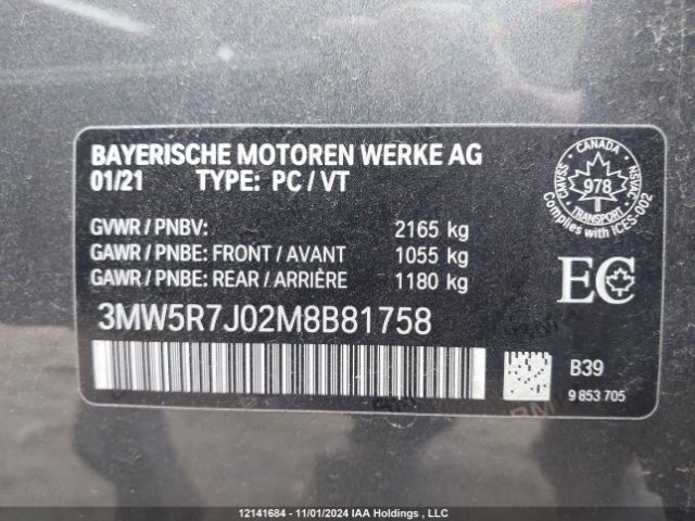 3MW5R7J02M8B81758 2021 BMW