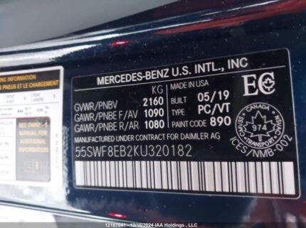 55SWF8EB2KU320182 2019 MERCEDES-BENZ