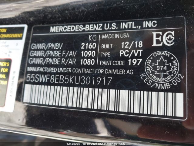 55SWF8EB5KU301917 2019 MERCEDES-BENZ