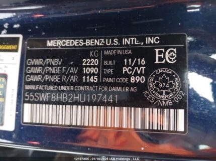 55SWF8HB2HU197441 2017 MERCEDES-BENZ