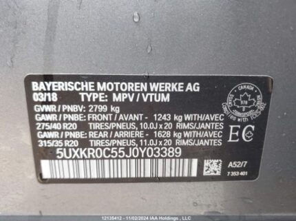 5UXKR0C55J0Y03389 2018 BMW