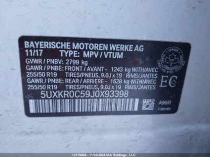 5UXKR0C59J0X93398 2018 BMW