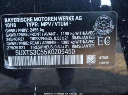 5UXTS3C55K0Z05450 2019 BMW