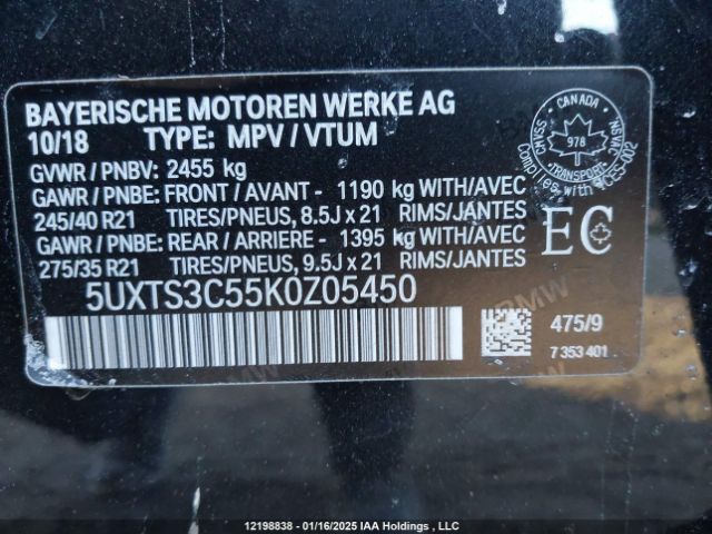 5UXTS3C55K0Z05450 2019 BMW