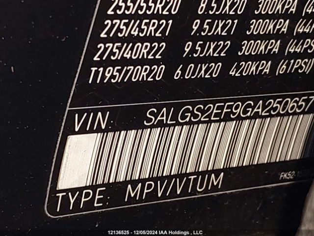 SALGS2EF9GA250657 2016 LAND ROVER