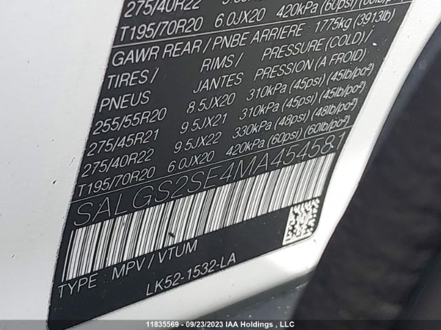 SALGS2SE4MA454581 2021 LAND ROVER