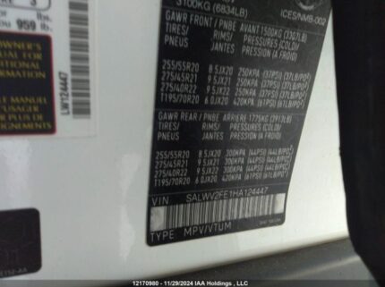 SALWV2FE1HA124447 2017 LAND ROVER