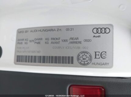 TRUA1AFV1M1005160 2021 AUDI