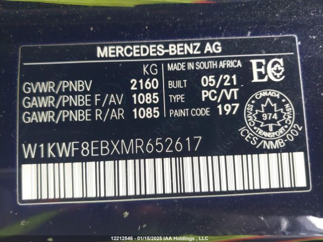 W1KWF8EBXMR652617 2021 MERCEDES-BENZ