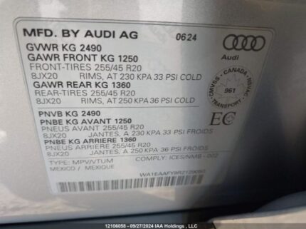 WA1EAAFY9R2129050 2024 AUDI