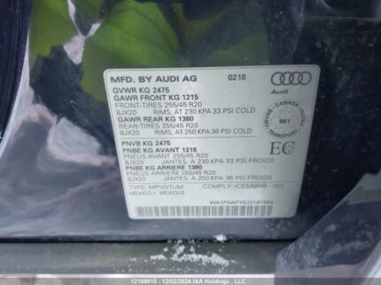 WA1FNAFY0J2141584 2018 AUDI