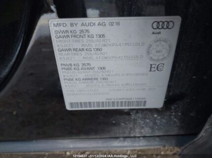 WA1LCAFP8GA110646 2016 AUDI