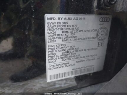 WA1WAAF78JD053096 2018 AUDI