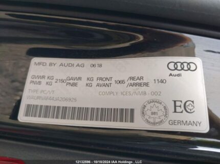 WAURNAF44JA206925 2018 AUDI