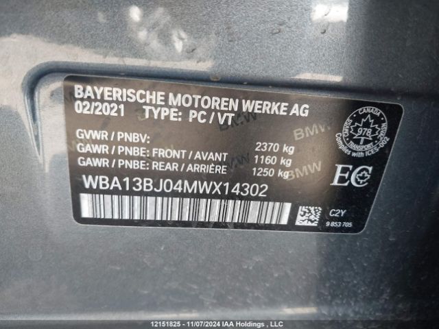 WBA13BJ04MWX14302 2021 BMW