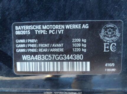 WBA4B3C57GG344380 2016 BMW