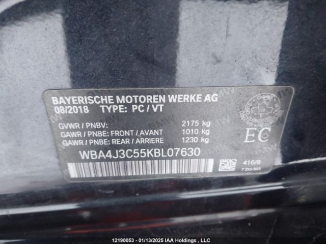 WBA4J3C55KBL07630 2019 BMW