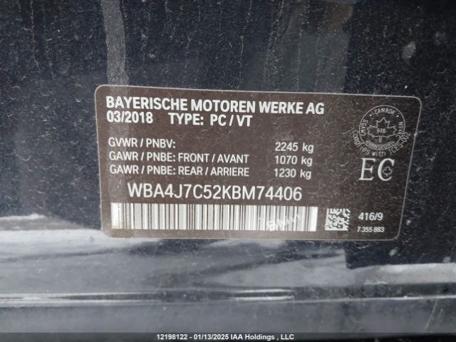 WBA4J7C52KBM74406 2019 BMW