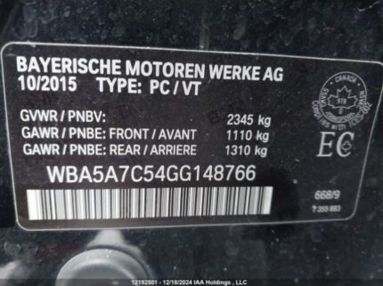 WBA5A7C54GG148766 2016 BMW