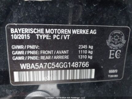 WBA5A7C54GG148766 2016 BMW