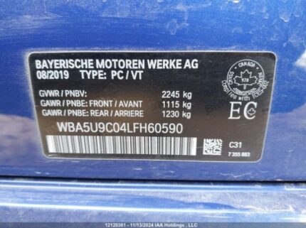 WBA5U9C04LFH60590 2020 BMW