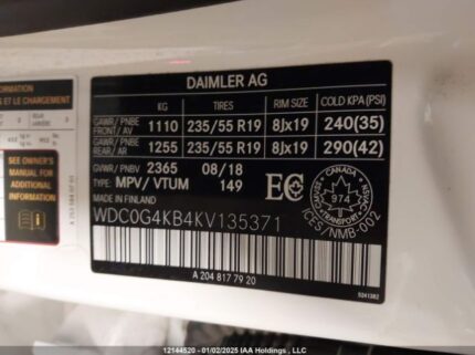 WDC0G4KB4KV135371 2019 MERCEDES-BENZ