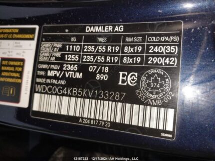 WDC0G4KB5KV133287 2019 MERCEDES-BENZ