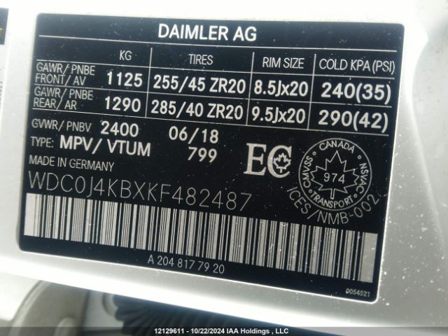 WDC0J4KBXKF482487 2019 MERCEDES-BENZ