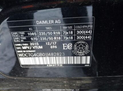 WDCTG4GB0JJ482823 2018 MERCEDES-BENZ