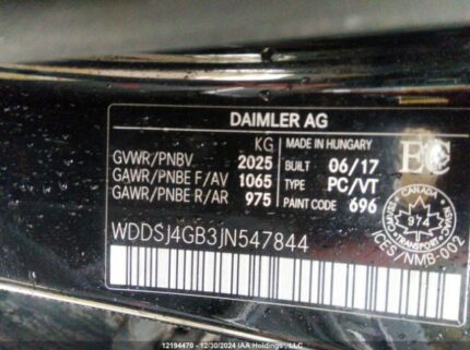 WDDSJ4GB3JN547844 2018 MERCEDES-BENZ
