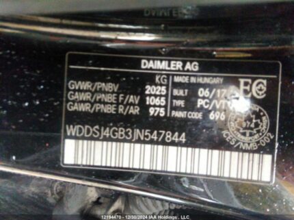 WDDSJ4GB3JN547844 2018 MERCEDES-BENZ