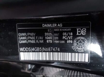 WDDSJ4GB5JN687474 2018 MERCEDES-BENZ