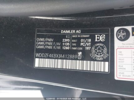 WDDZF4KBXJA412889 2018 MERCEDES-BENZ