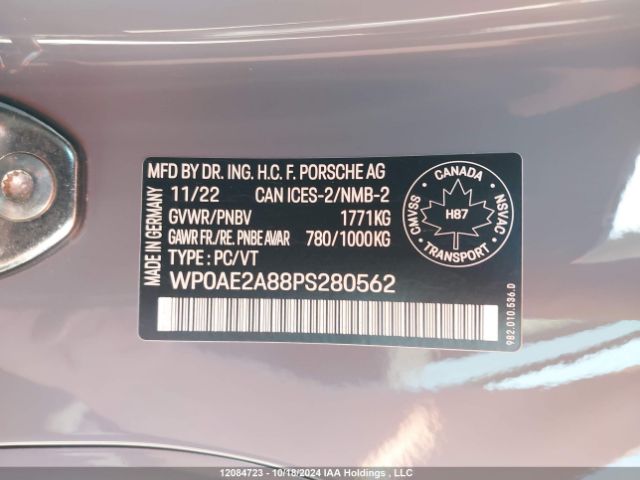 WP0AE2A88PS280562 2023 PORSCHE
