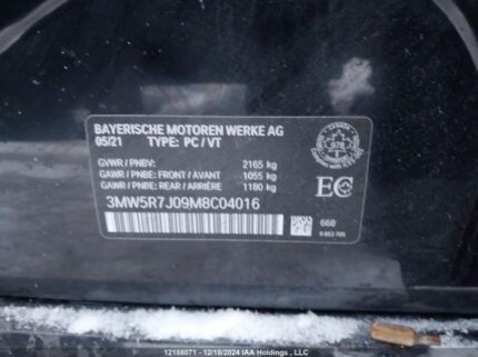 3MW5R7J09M8C04016 2021 BMW