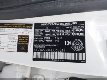 4JGDA5GB4JB060819 2018 MERCEDES-BENZ