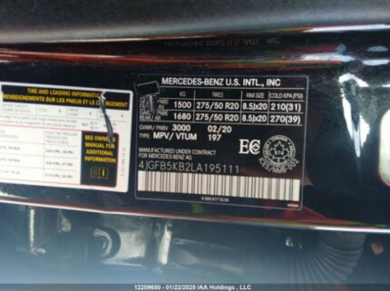 4JGFB5KB2LA195111 2020 MERCEDES-BENZ