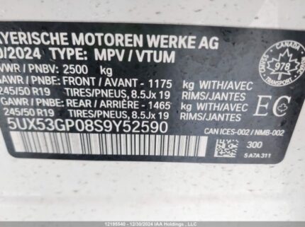 5UX53GP08S9Y52590 2025 BMW