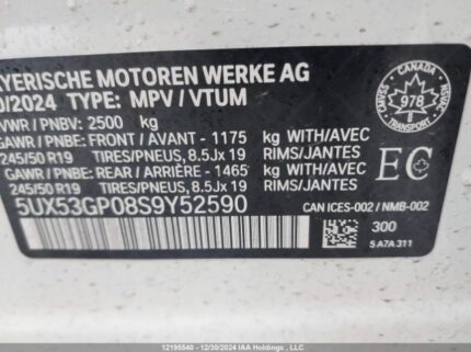 5UX53GP08S9Y52590 2025 BMW
