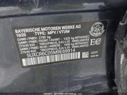 5UXCR6C05M9E69914 2021 BMW