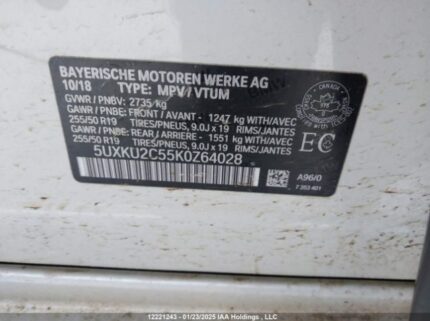 5UXKU2C55K0Z64028 2019 BMW