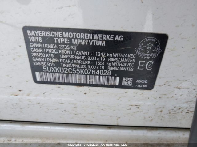 5UXKU2C55K0Z64028 2019 BMW