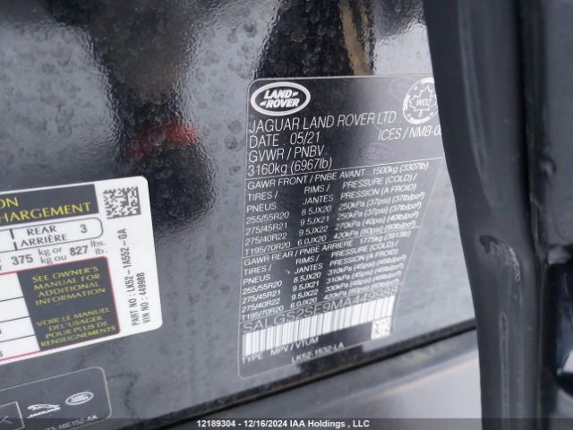 SALGS2SE9MA449988 2021 LAND ROVER