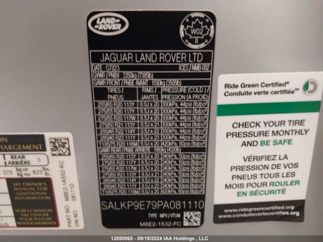 SALKP9E79PA081110 2023 LAND ROVER