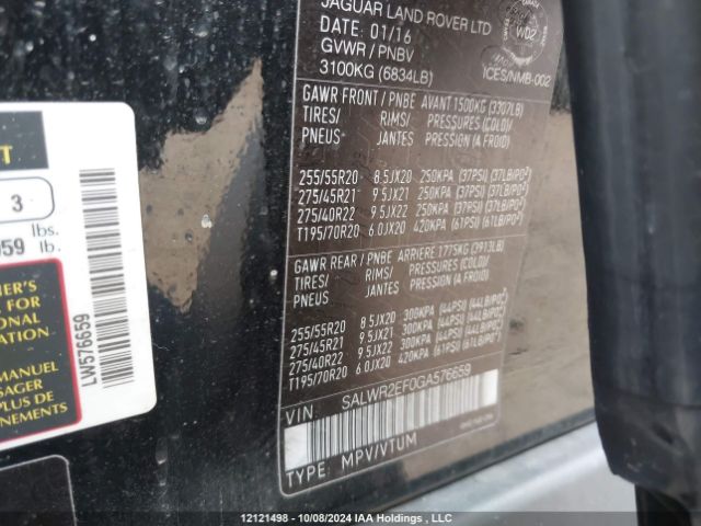 SALWR2EF0GA576659 2016 LAND ROVER