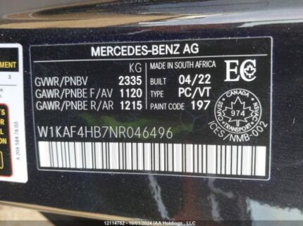 W1KAF4HB7NR046496 2022 MERCEDES-BENZ