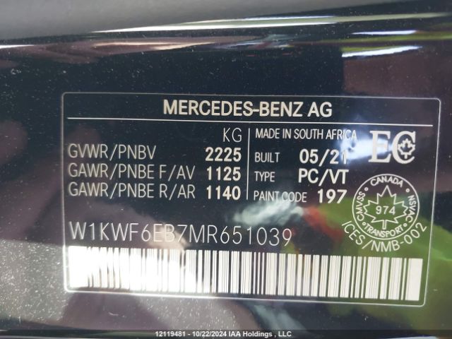 W1KWF6EB7MR651039 2021 MERCEDES-BENZ