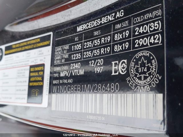 W1N0G8EB1MV286480 2021 MERCEDES-BENZ