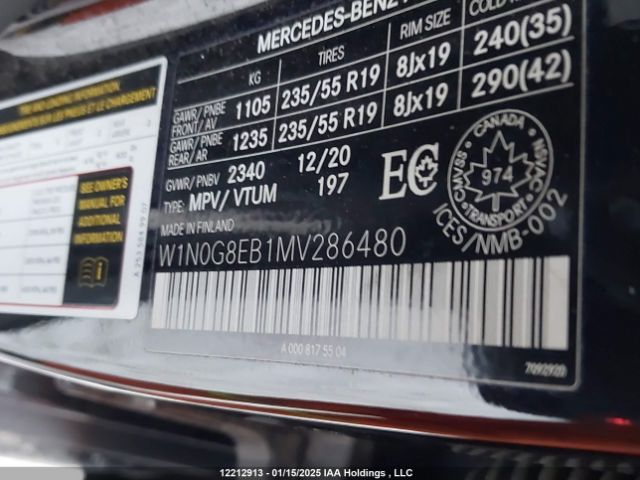 W1N0G8EB1MV286480 2021 MERCEDES-BENZ
